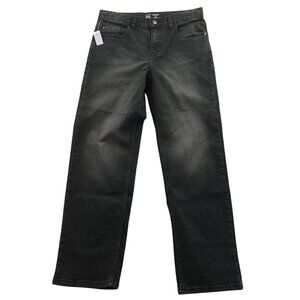 NWT Wonder Nation Womens Jeans Sz 16 Black Denim Relaxed Fit Straight Leg Casual